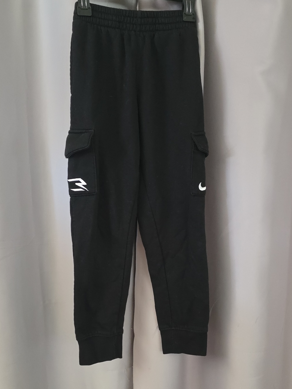 Nike Black Kids Cargo Joggers with White Swoosh